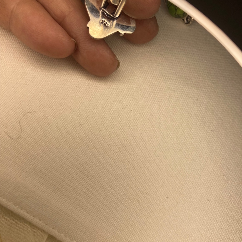 Solid Sterling Silver Men’s Green, Synthetic Ston… - image 7